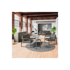Rivet Faux Leather Three-Seat Sofa