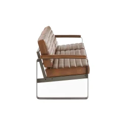 Rivet Faux Leather Three-Seat Sofa