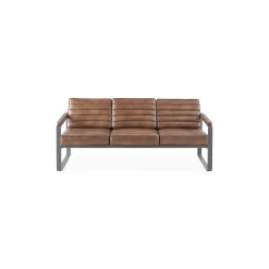 Rivet Faux Leather Three-Seat Sofa