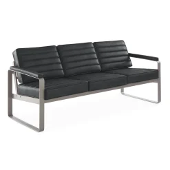 Rivet Faux Leather Three-Seat Sofa