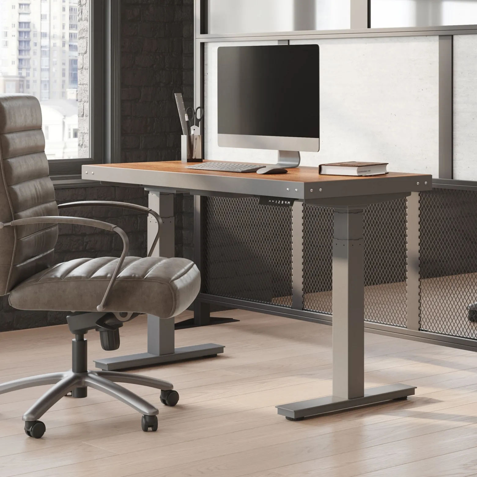Rivet Height Adjustable Desk - 48"W x 24"D