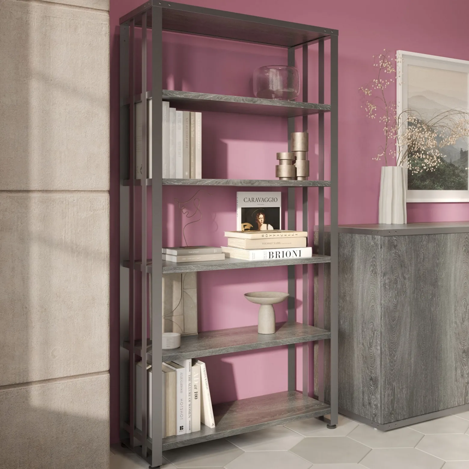 Rivet 5-Shelf Bookcase – 71”H