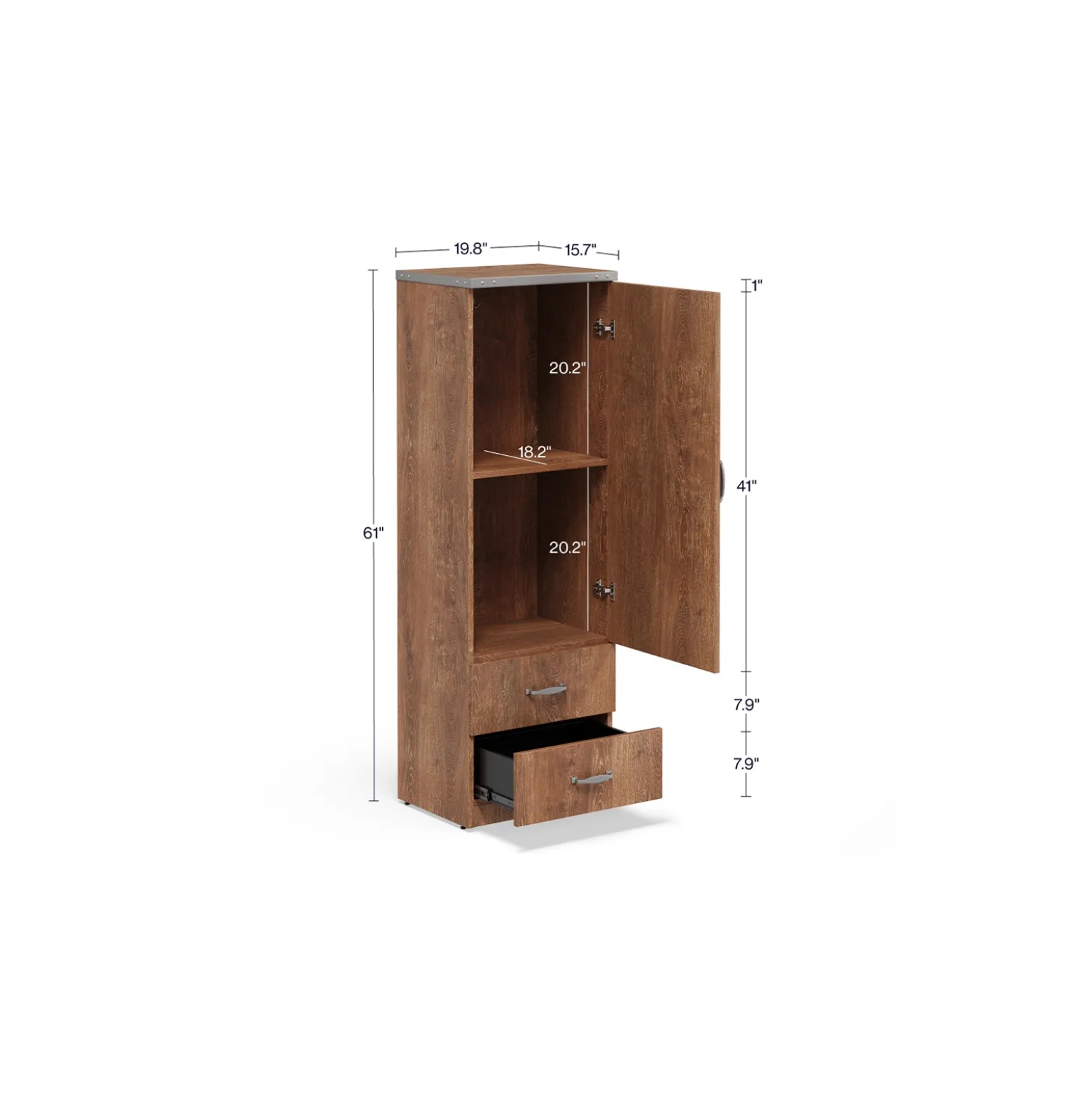 Rivet Wardrobe Cabinet - 20"W x 16"D x 61"H