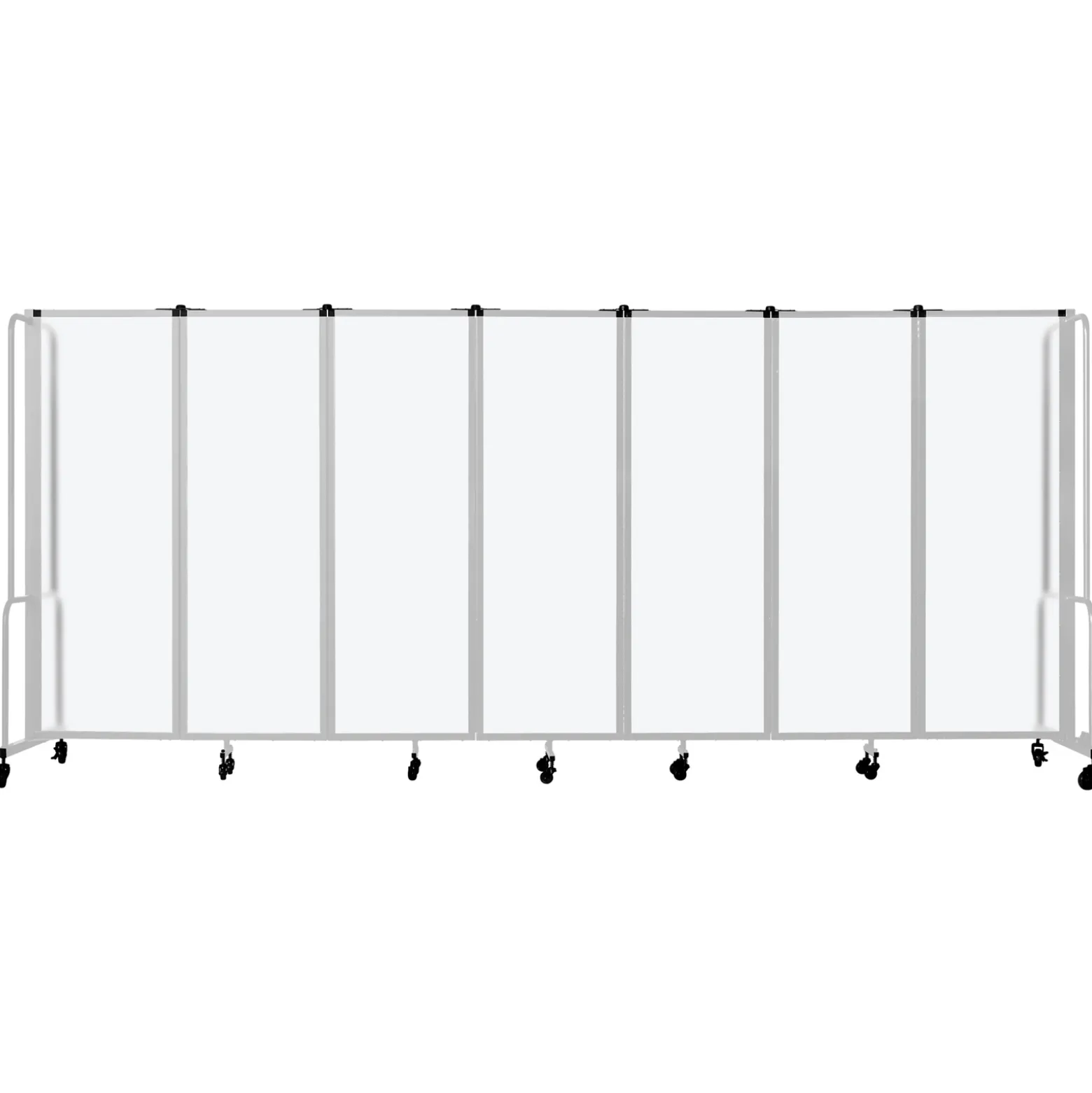 Robo Dividers Mobile Room Divider - Seven Section Frosted Acrylic - 6" H