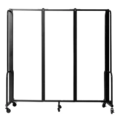 Robo Dividers Mobile Room Divider - Three Section Frosted Acrylic - 6'H