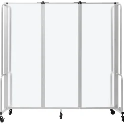 Robo Dividers Mobile Room Divider - Three Section Frosted Acrylic - 6'H