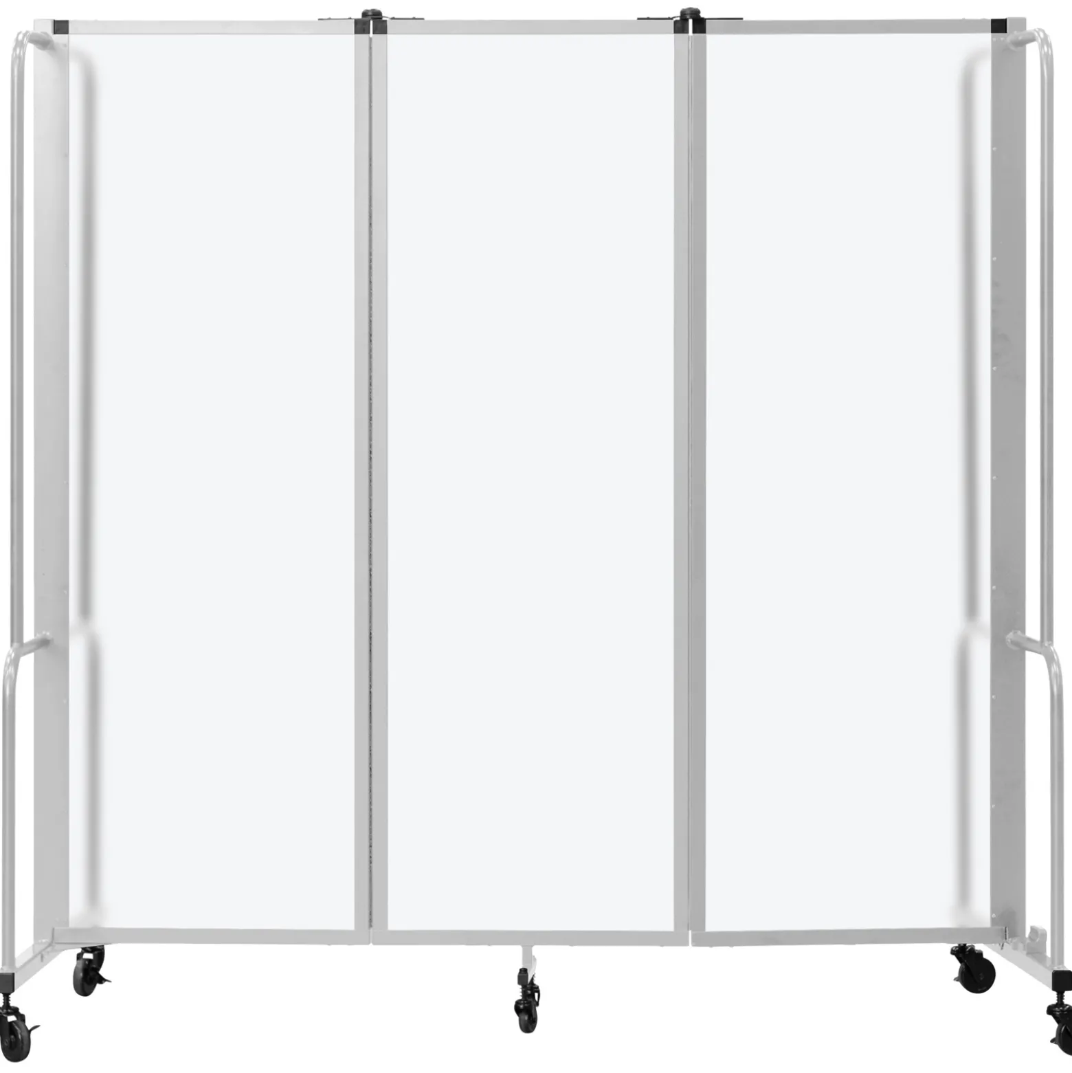 Robo Dividers Mobile Room Divider - Three Section Frosted Acrylic - 6'H