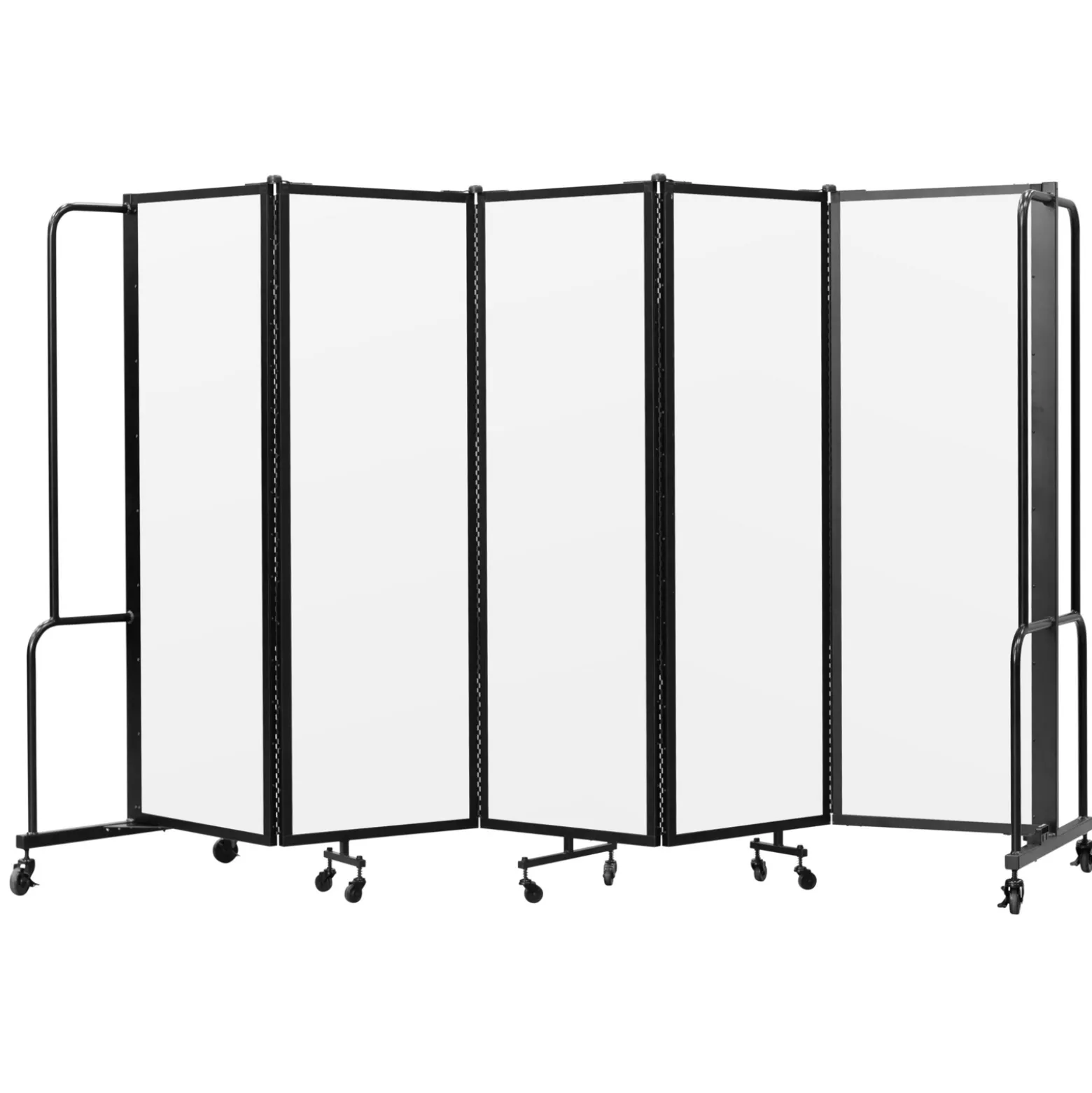 Robo Dividers Mobile Room Divider - Five Section Frosted Acrylic - 6'H