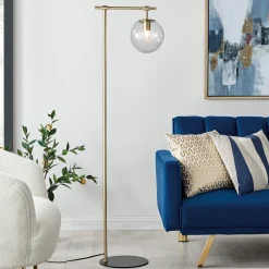 Round Smoke/Frost Glass Shade Floor Lamp - 58