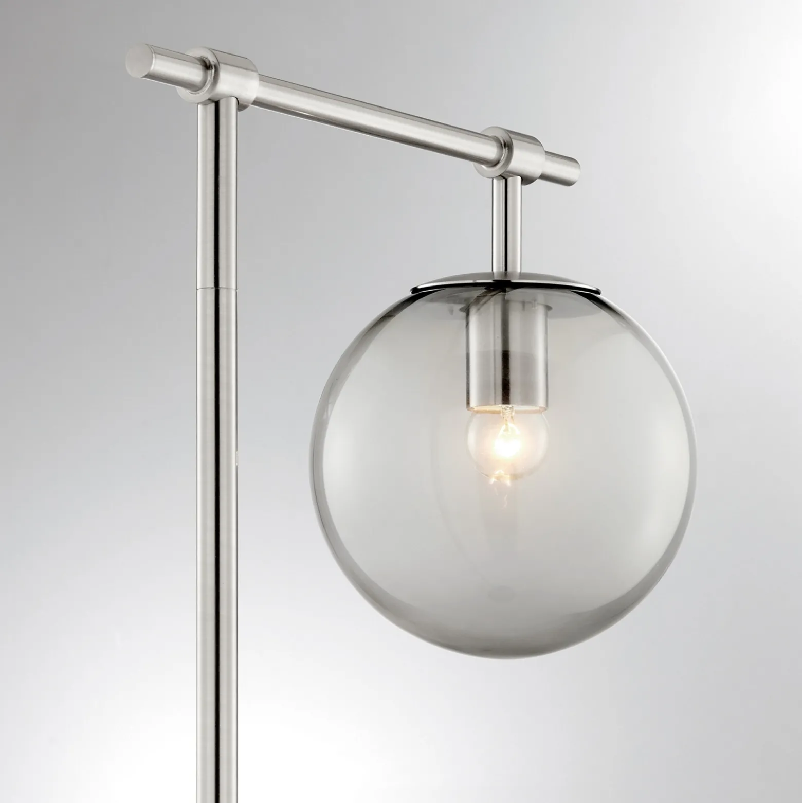 Round Smoke/Frost Glass Shade Floor Lamp - 58"H