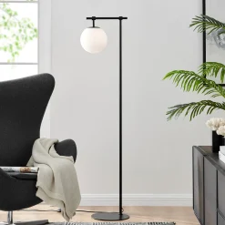 Round Smoke/Frost Glass Shade Floor Lamp - 58