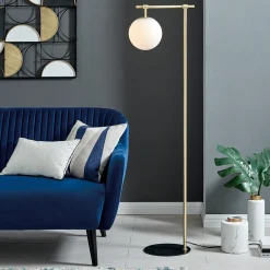 Round Smoke/Frost Glass Shade Floor Lamp - 58