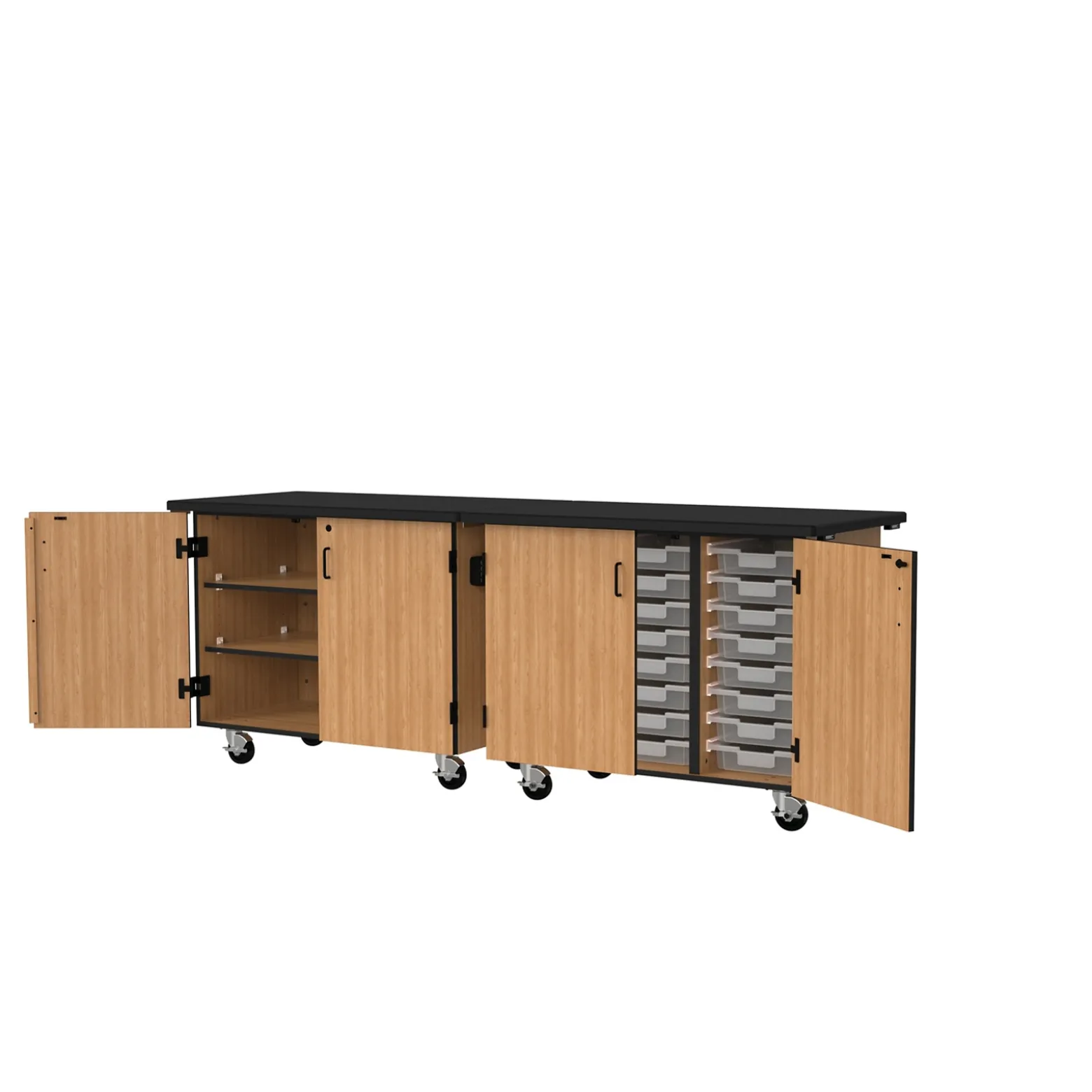 Science Cabinets Mobile Lab Carts w/ Totes and Shelves - 28"W x 96"D