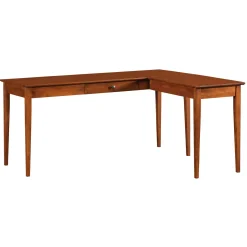 Shaker Home Office Solid Wood L-Shaped Writing Desk - 65”W