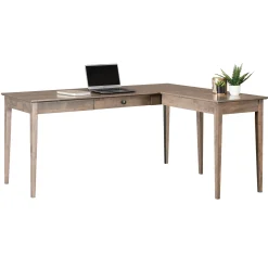 Shaker Home Office Solid Wood L-Shaped Writing Desk - 65”W