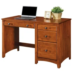 Shaker Home Office Solid Wood Single Pedestal Four Drawer Desk - 45