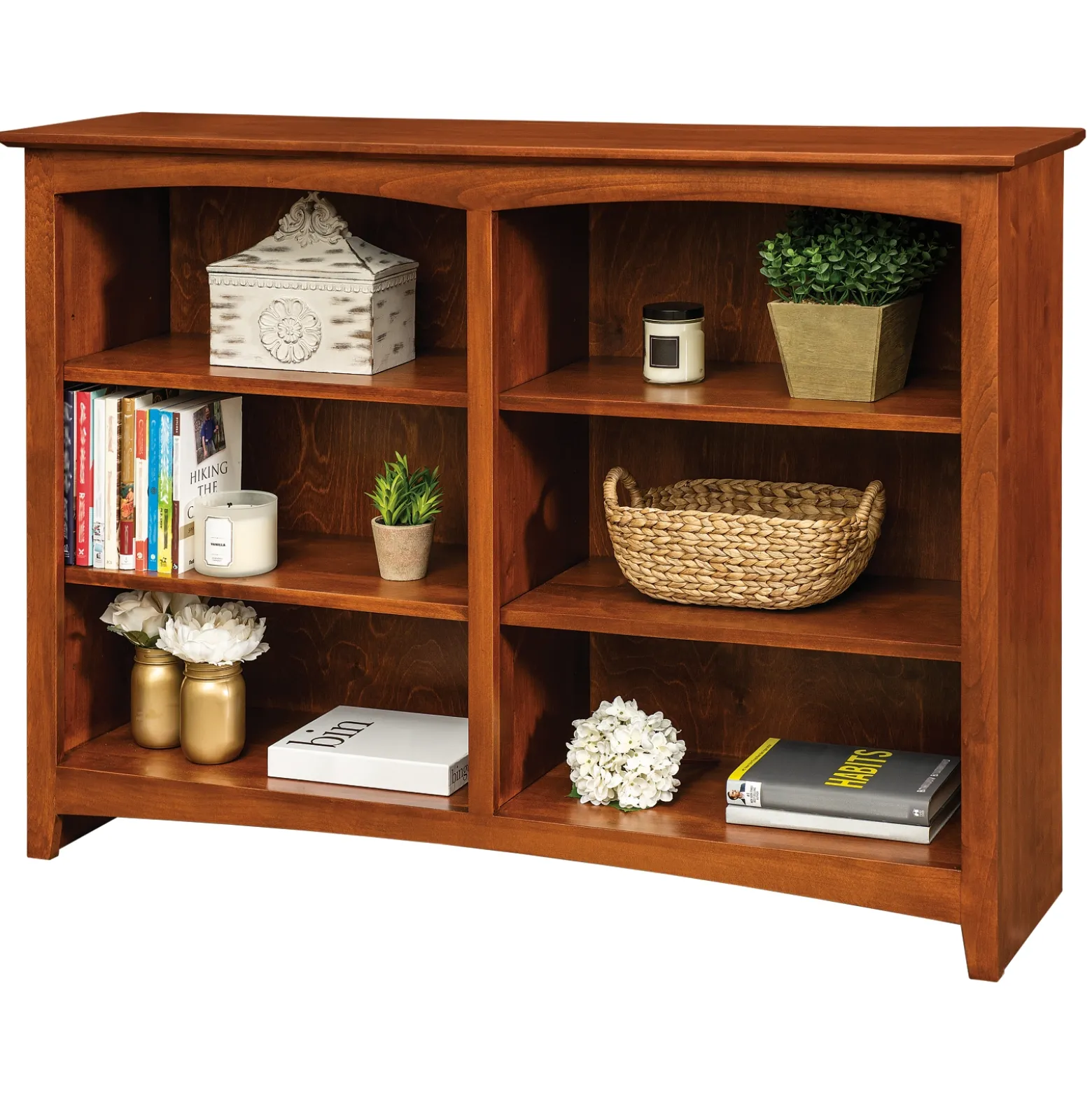 Shaker Home Office Solid Wood Bookcase - 48"W x 36"H