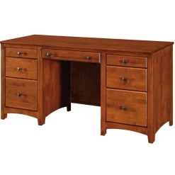 Shaker Home Office Solid Wood Double Pedestal Desk - 57.75