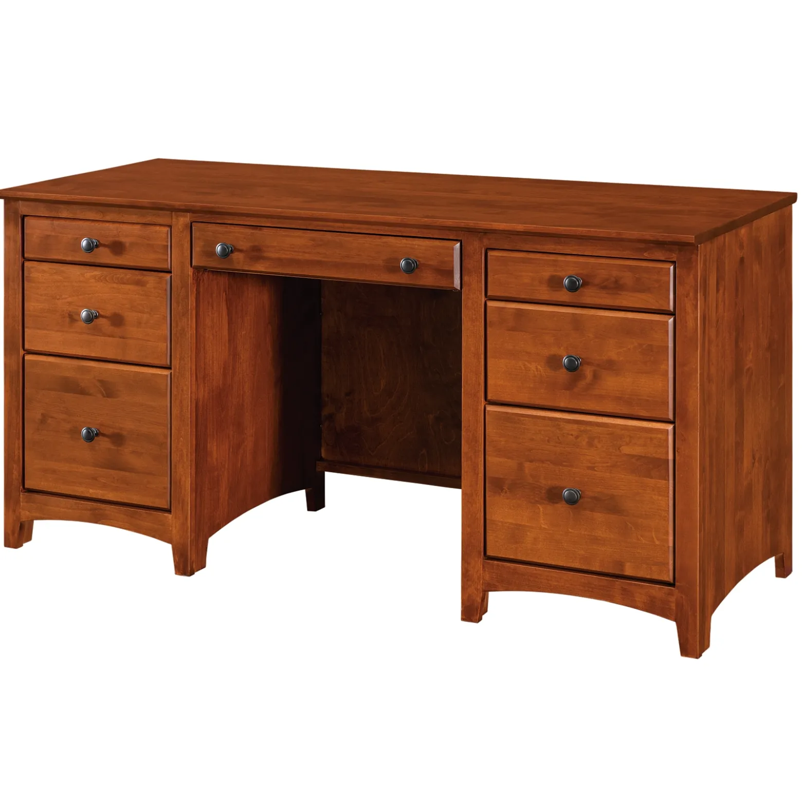Shaker Home Office Solid Wood Double Pedestal Desk - 57.75"W