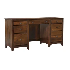 Shaker Home Office Solid Wood Double Pedestal Desk - 57.75
