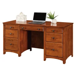 Shaker Home Office Solid Wood Double Pedestal Desk - 57.75