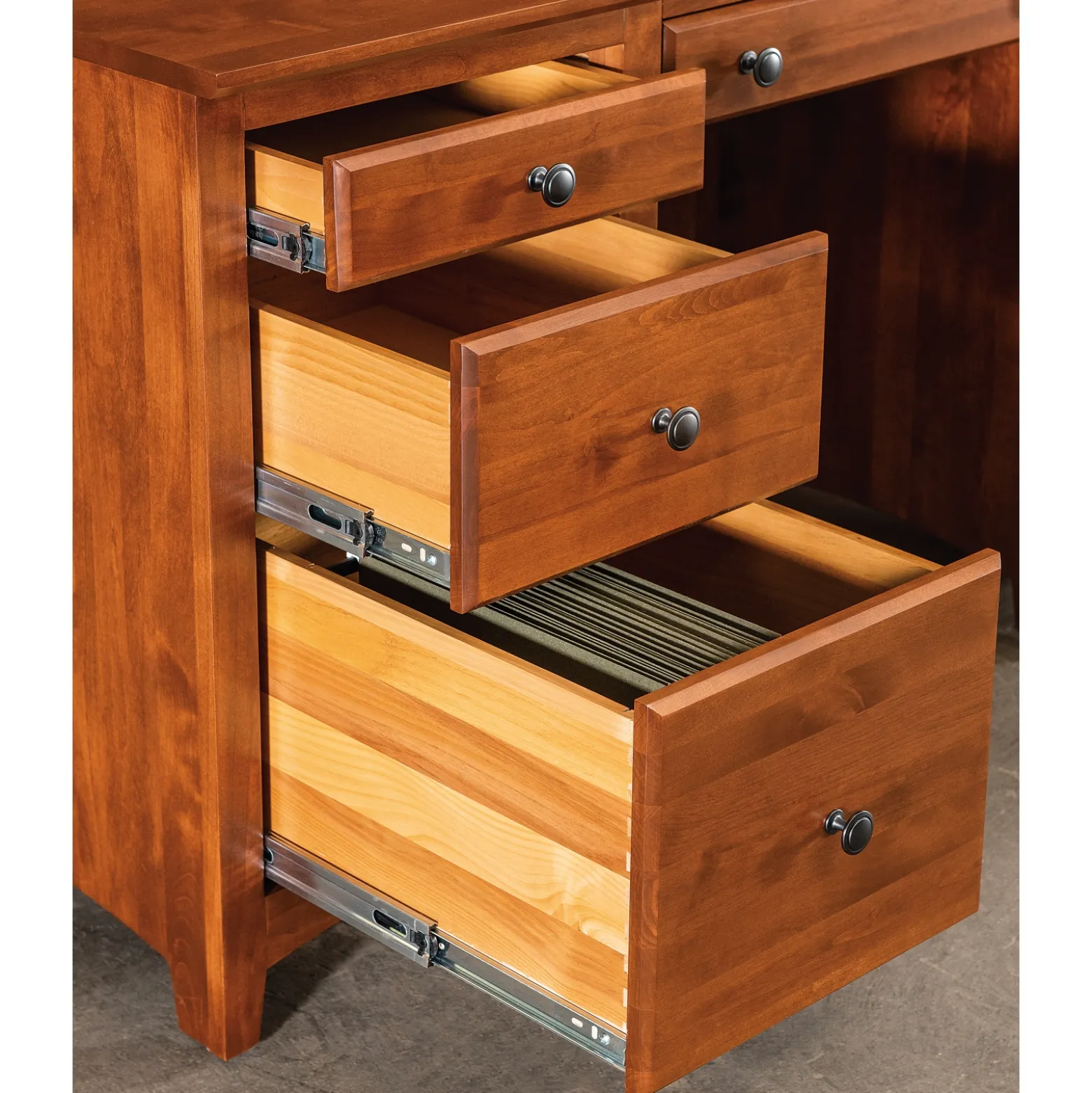 Shaker Home Office Solid Wood Double Pedestal Desk - 57.75"W