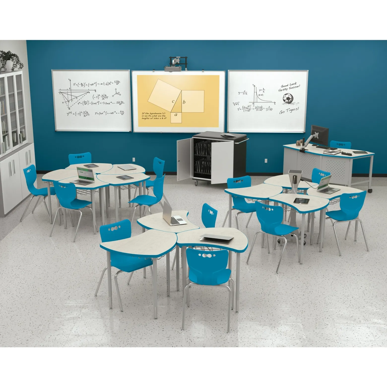 Shapes Height Adjustable Desk with Colored Edge Banding - 30"W x 29"D