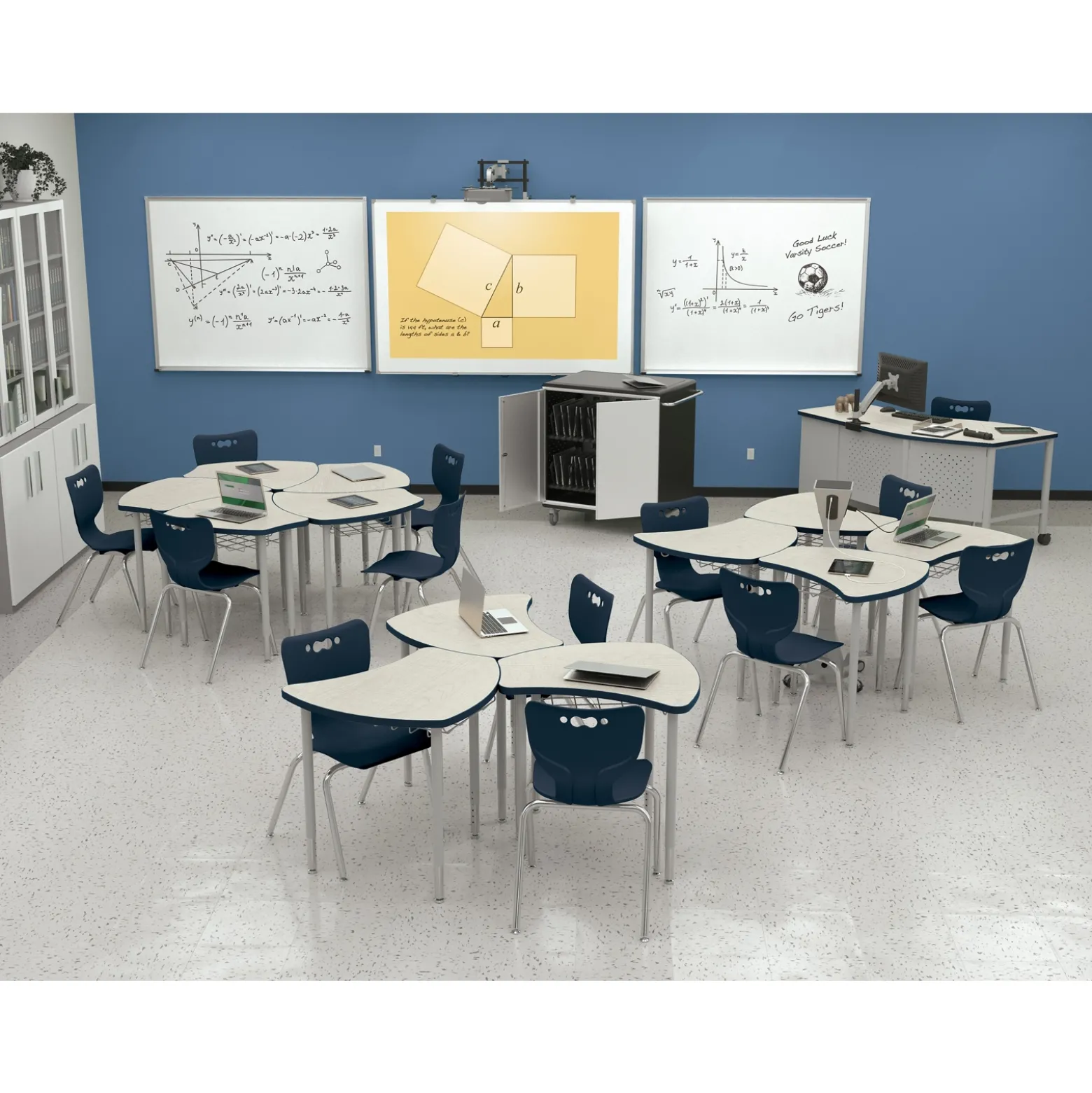 Shapes Height Adjustable Desk with Colored Edge Banding - 30"W x 29"D