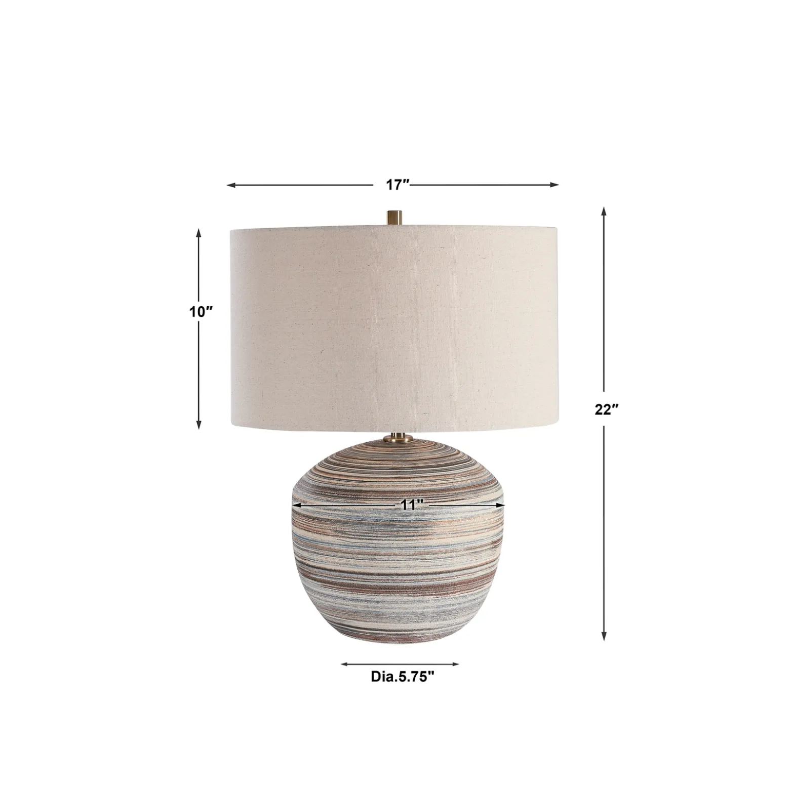 Signature Accents Ceramic Striped Accent Lamp - 17"Wx17"Dx22"H