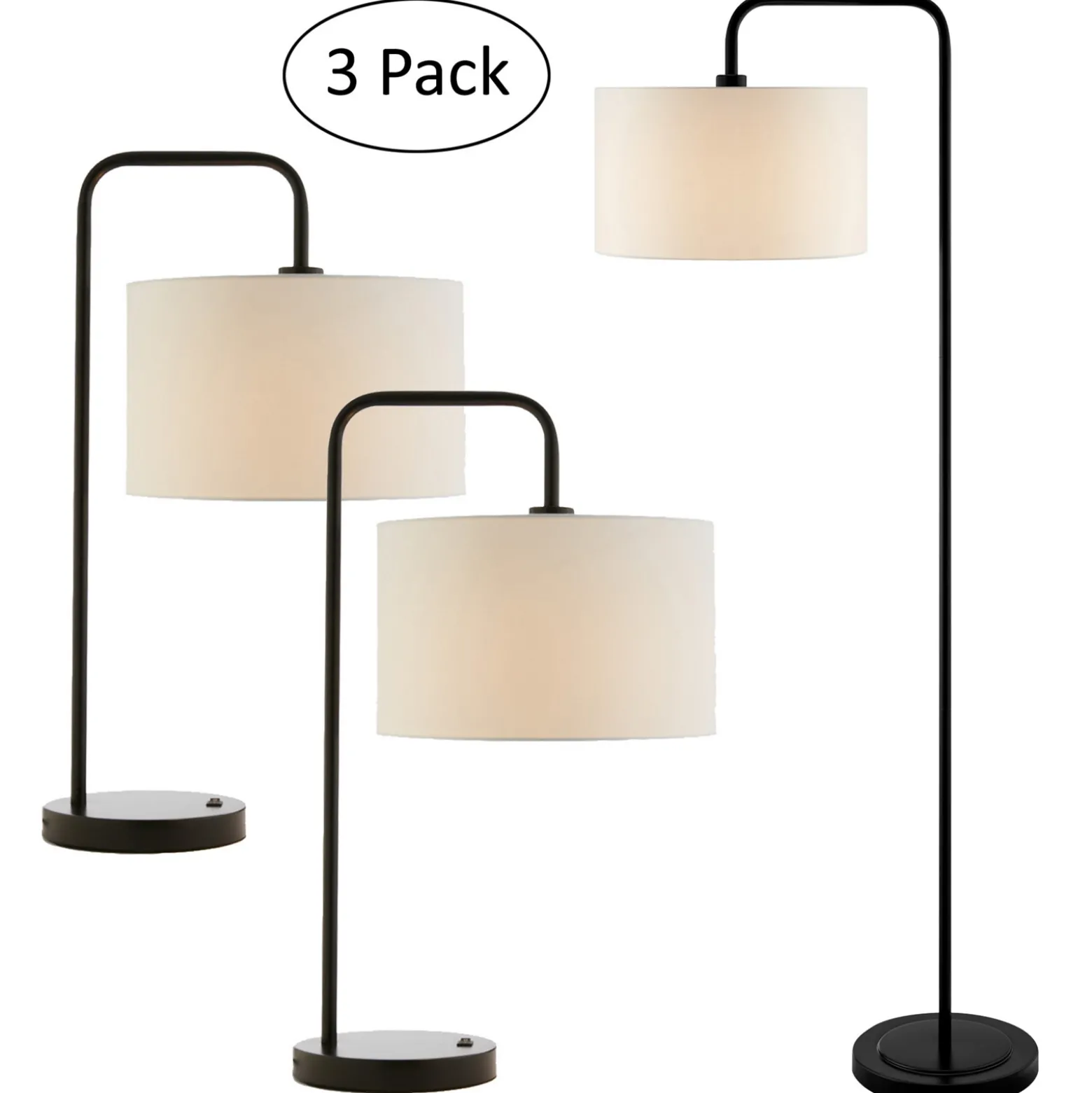 Simplistic Floor & Table Lamps - Set of 3