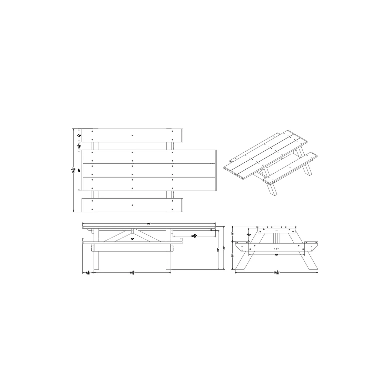 Single ADA Accessible Recycled Plastic Picnic Table