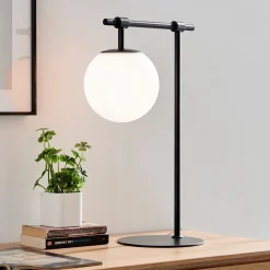 Smoked & Frosted Glass Globe Table Lamp - 21 1/4
