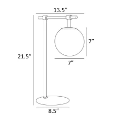 Smoked & Frosted Glass Globe Table Lamp - 21 1/4