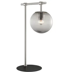 Smoked & Frosted Glass Globe Table Lamp - 21 1/4