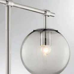 Smoked & Frosted Glass Globe Table Lamp - 21 1/4