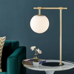 Smoked & Frosted Glass Globe Table Lamp - 21 1/4