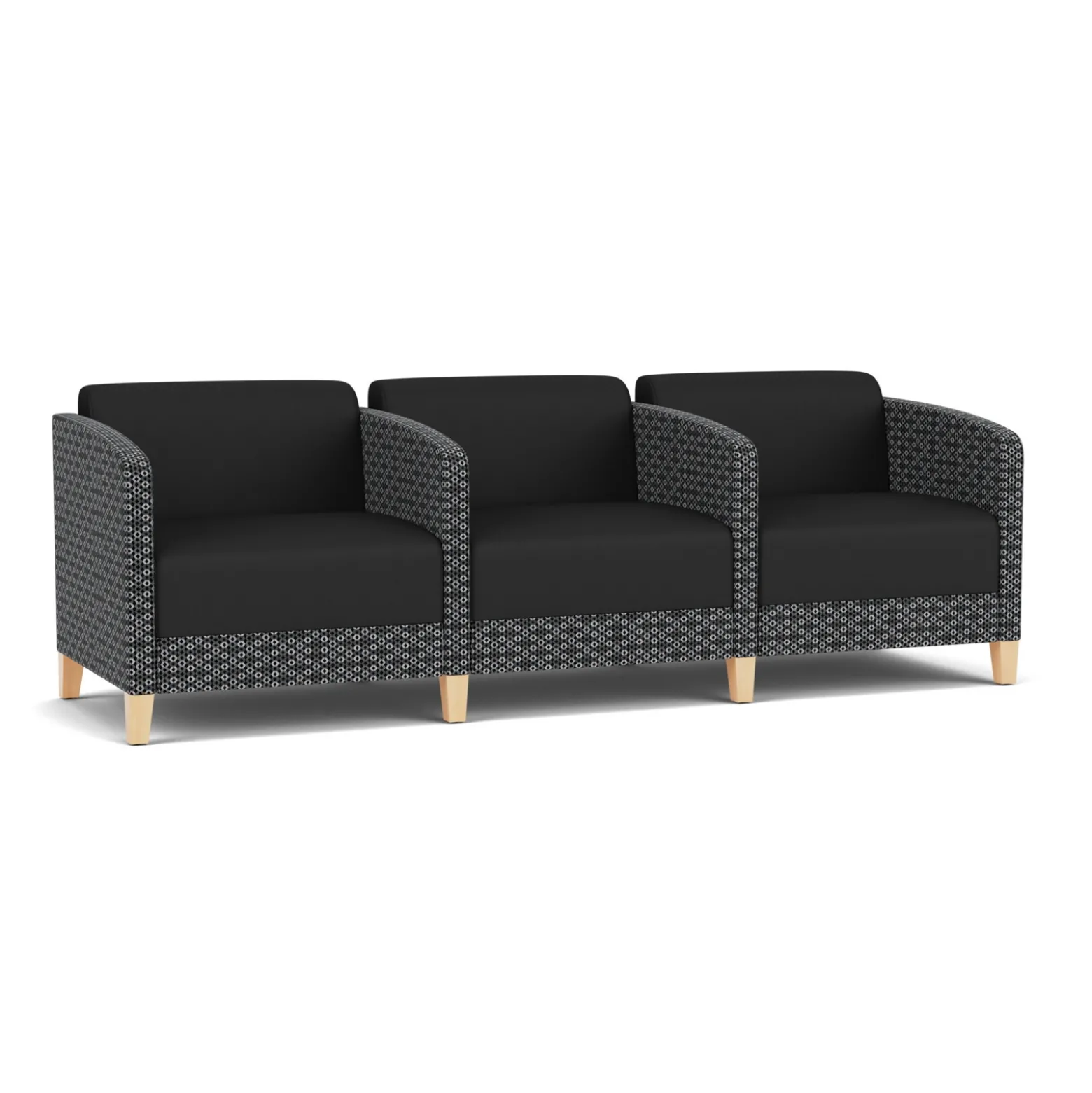 Social Three Seater with Center Arms in Premium Upholstery