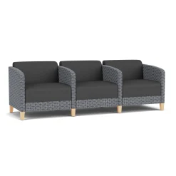 Social Three Seater with Center Arms in Premium Upholstery