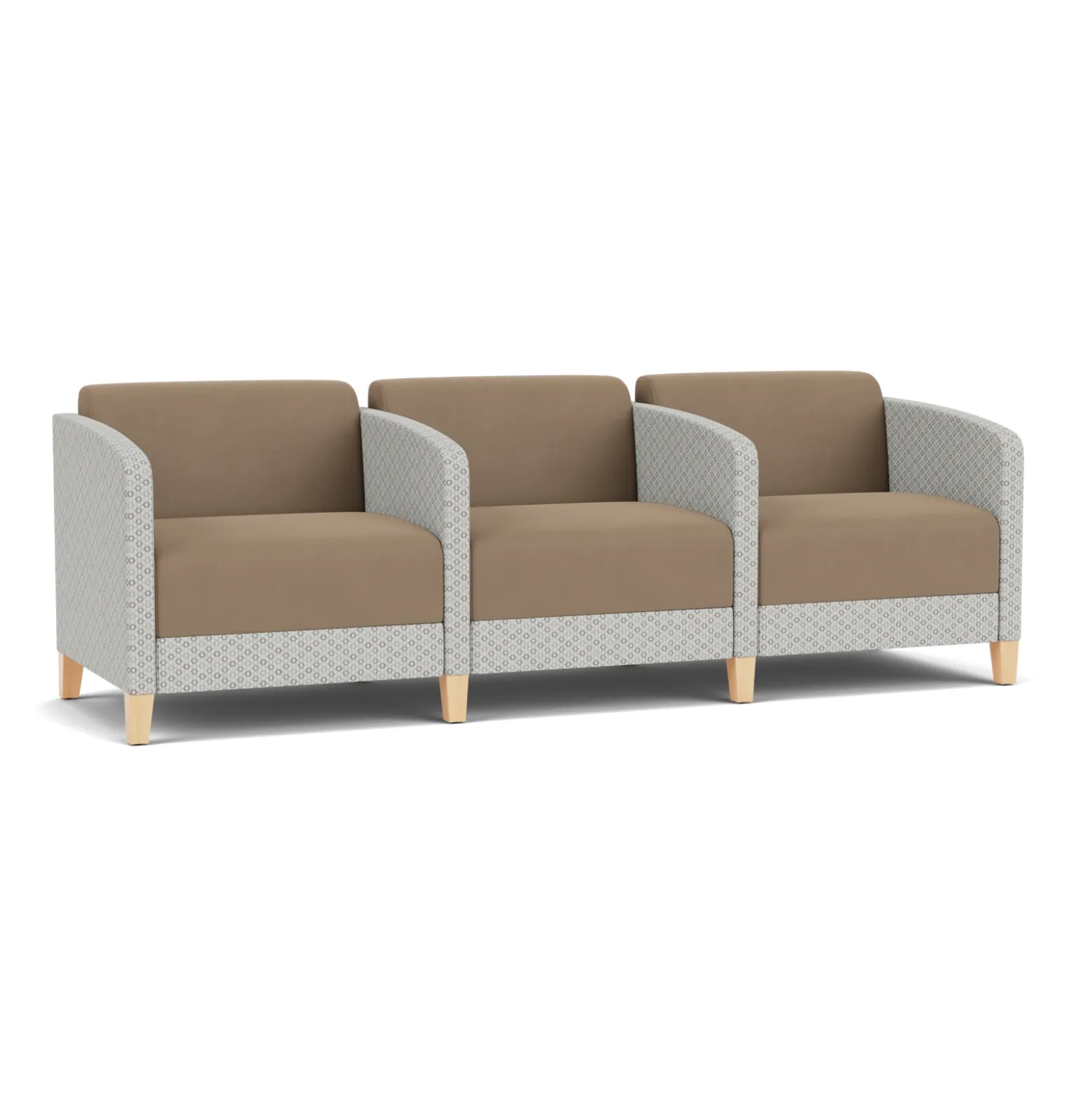 Social Three Seater with Center Arms in Premium Upholstery