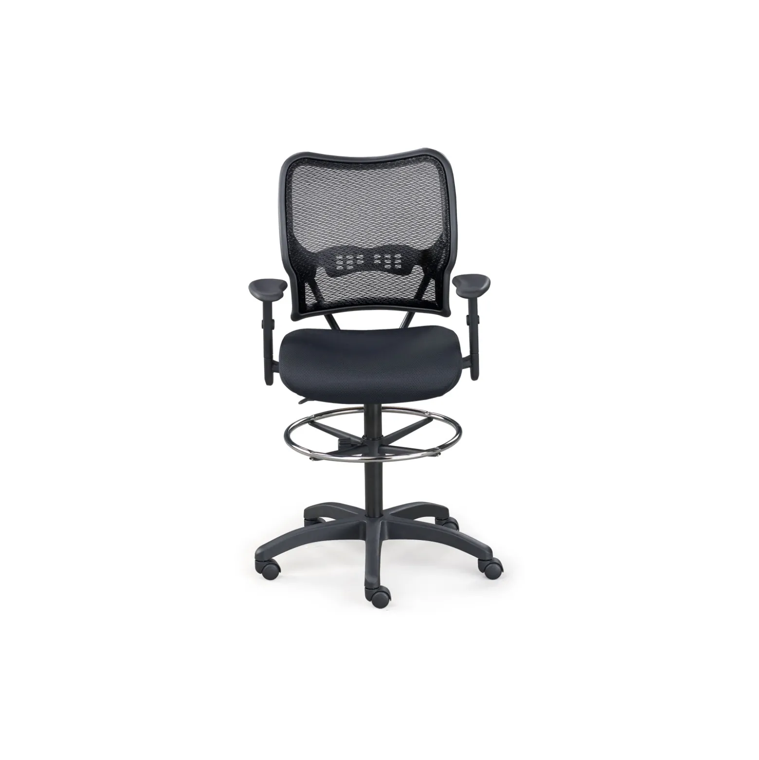 Space Dark Mesh Swivel Stool with Arms