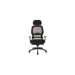 Space Deluxe Black Breathable Mesh Back Chair with Headrest