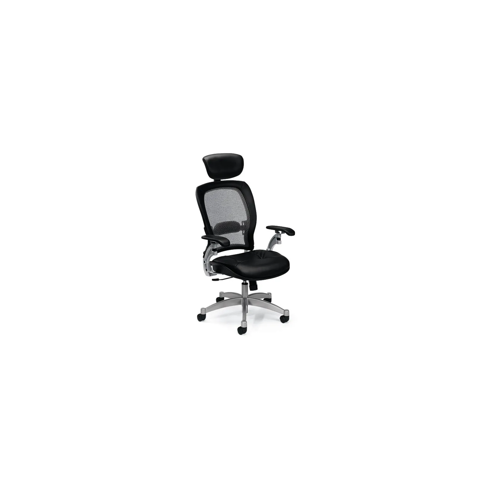 Space Mesh High-Back Ergonomic Chair with Leather Seat