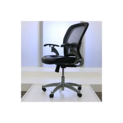 Space Mesh Mid-Back Ergonomic Chair with Leather Seat
