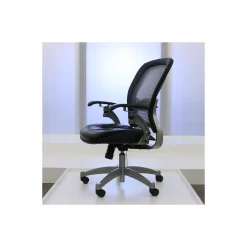 Space Mesh Mid-Back Ergonomic Chair with Leather Seat