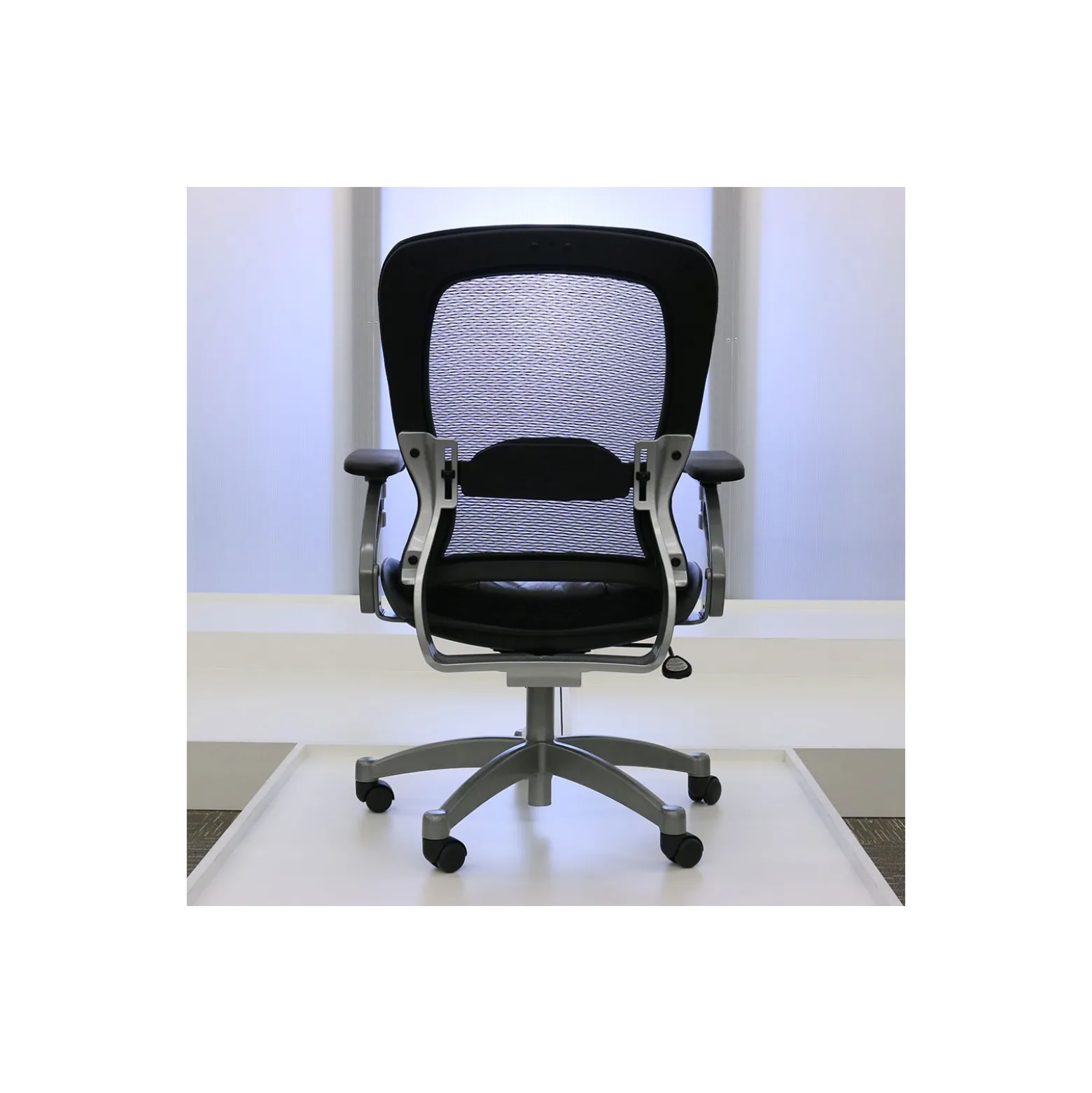 Space Mesh Mid-Back Ergonomic Chair with Leather Seat
