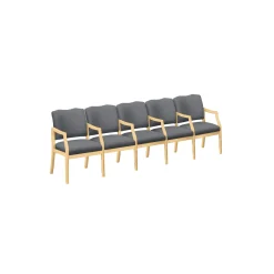 Spencer Five Seater with Center Arms in Solid Fabric