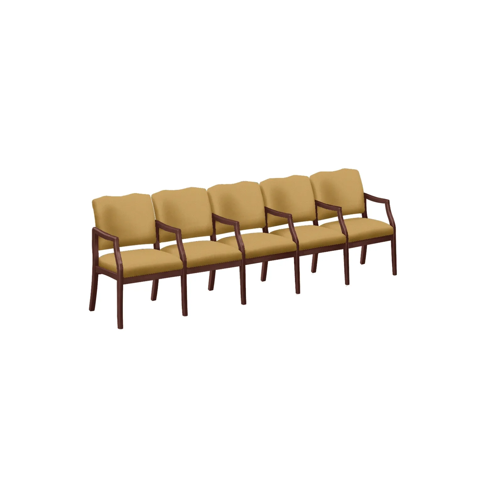 Spencer Five Seater with Center Arms in Solid Fabric