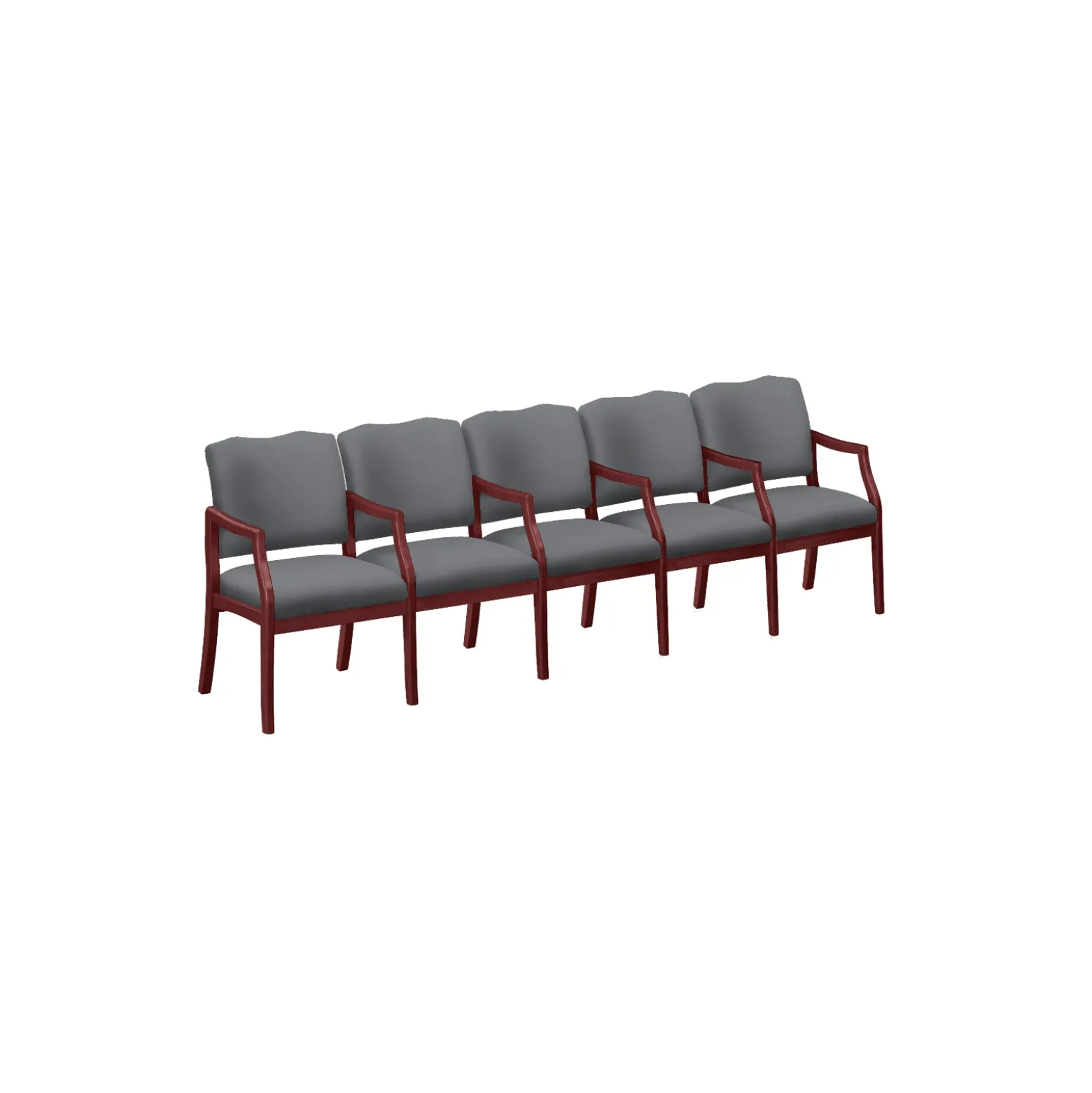 Spencer Five Seater with Center Arms in Solid Fabric