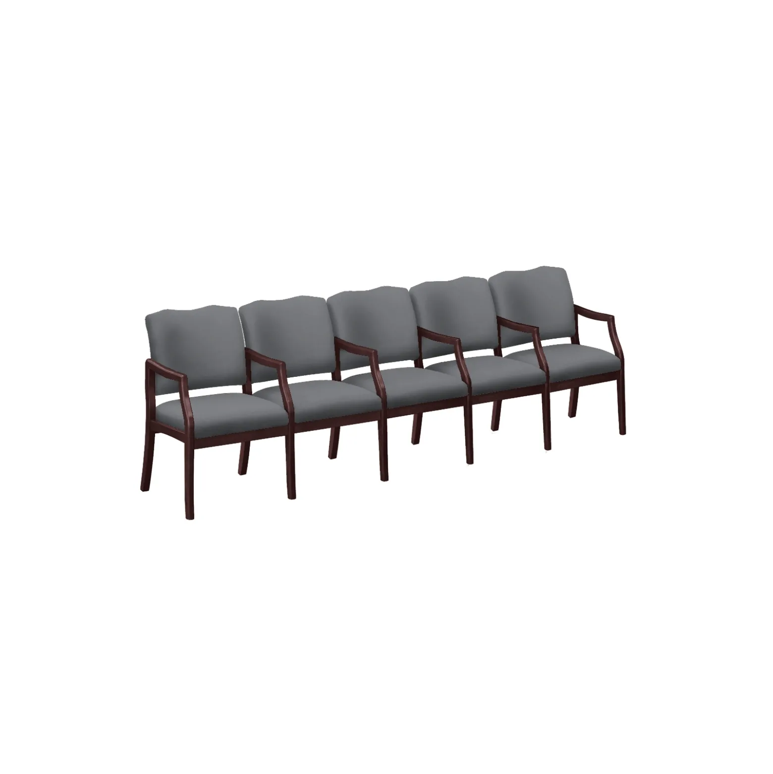 Spencer Five Seater with Center Arms in Solid Fabric