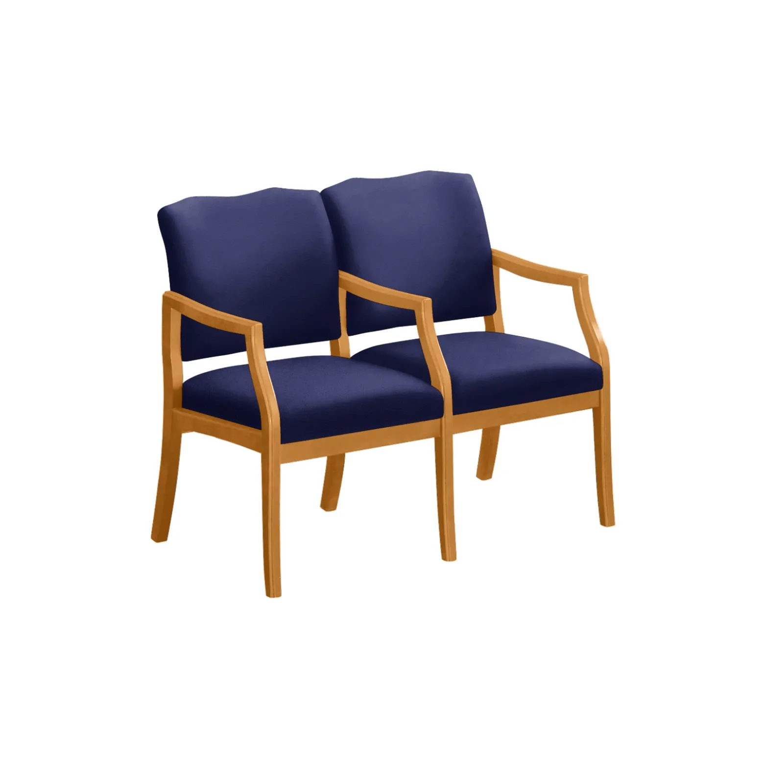 Spencer Two Seater with Center Arms in Solid Fabric